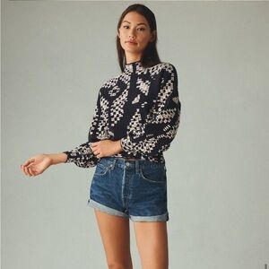 Floral mock neck sweater